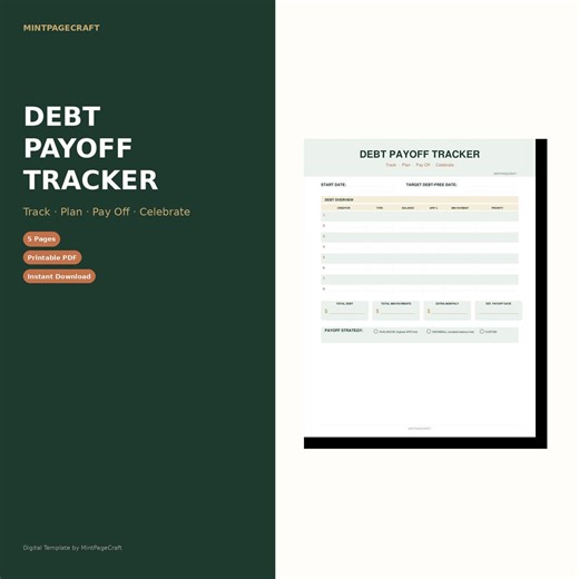 Debt Payoff Tracker Printable | Snowball Avalanche Planner (PDF Download) - Etsy
