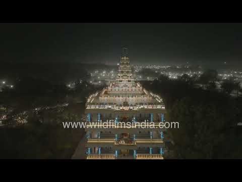 Maha Kumbh Mela in Prayagraj shines at night, revealing its vast scale and lights.