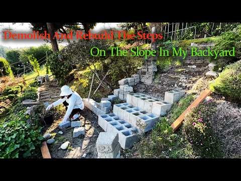DIY-How to Construct Steps on a Slope Using Blocks-Cinder Block Steps Build