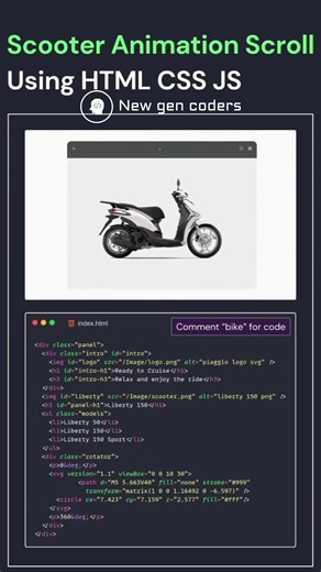 Scooter Animation Scroll using HTML CSS and Javascript #codeflow #webdesign #coding #viral #frontend