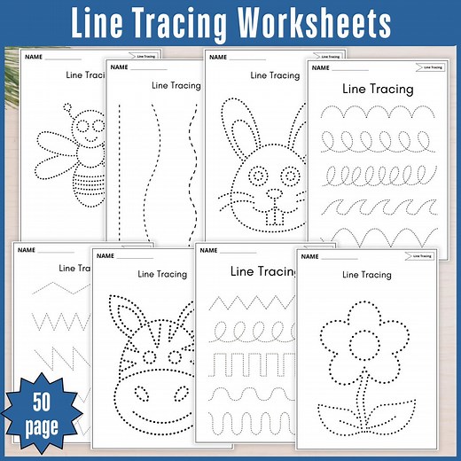 Line Tracing Worksheets: Pre-writing Practice for Preschoolers (PDF Printable) - Etsy Canada