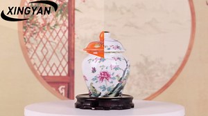 XINGYAN Chinoiserie Blue and White Porcelain Mini Ceramic Ginger Jars with Lid Ancient Chinese,Oriental Style,Decorative and Storage Jars (Mini bloom jar)