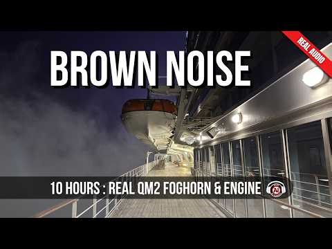 Brown Noise 10 Hours | Deep Foghorn & Engine Hum | Black Screen for Sleep