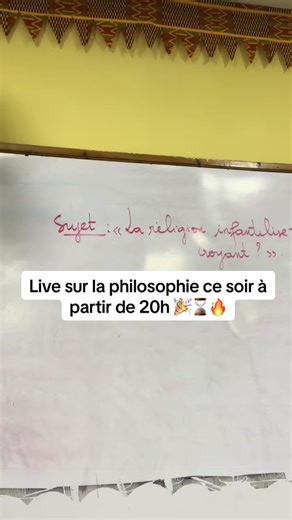🧠 Sujet : > Donne ta réponse dans les commentaires 👇. ⏰ RENDEZ-VOUS À 20H EN LIVE Nous allons : ✔️ Corriger entièrement le sujet ✔️ Voir la méthode pour analyser un sujet de dissertation ✔️ Comprendre les pièges à éviter ✔️ Apprendre comment avoir une excellente note en philo Si tu es en Terminale, ceci est pour toi 🔥 🎯 Celui qui veut progresser en philo ne rate pas ce live.#abidjan225🇨🇮 #pourtoi #bac #fyp #philosophy