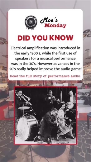 Moe’s Record Shop | Moe’s Monday: The Evolution of Performance Audio🎙️ In the early 1900s, the first loudspeakers were introduced to live events — not for... | Instagram