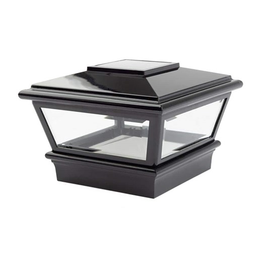 Check The Home Depot's Q&A Before Buying: Deckorators VersaCap 4. in x 4 in. Black Plastic Pyramid Solar LED Post Cap with Multi-Fit Adaptor