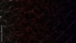 Abstract wave moving dots flow particles, hi-tech and big data background design .Seamless grid with lines and dots on dark background .
