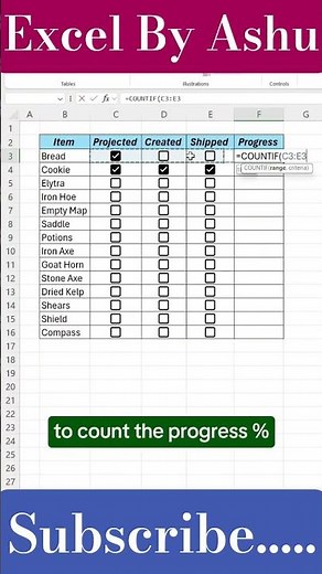 How to create a checkbox progress tracker in Excel!#excel #workhacks #accounting #spreadsheets #yt