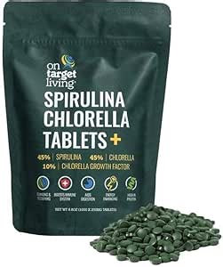 On Target Living Spirulina Chlorella + CGF | 1000 Supergreen Tablets | Vegan | Immune Support | High in Protein | Alkalyzing | Nutrient Dense | Energy | Recovery