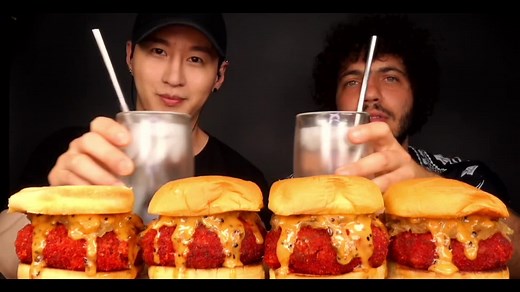 Hot Cheetos Cheeseburger | Mukbang | Zach Choi ASMR w/ Benny Blanco