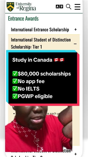 🎓 BIG NEWS for Future International Students! 🇨🇦 The University of Regina is offering an incredible $80,000 Distinction Scholarship to fresh undergraduate students who apply before the deadline! Here’s why you shouldn’t miss this opportunity: ✅ Up to $80,000 Scholarship for eligible students ✅ NO application fee ✅ NO IELTS required ✅ PGWP Eligible (Post-Graduation Work Permit) ✅ Move with your dependents ✅ Fast admission processing (1–3 weeks) ✅ Low deposit fee – Only $1,000 CAD This is your 