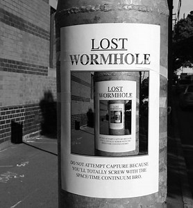 Funny "Lost Wormhole" sign