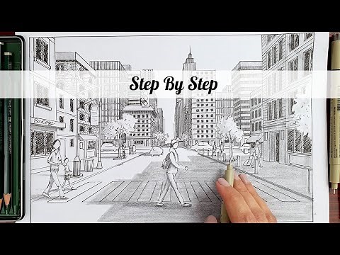 How To Draw A Street View In One Point Perspective | Step By Step