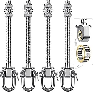 SELEWARE Heavy Duty Stainless Steel Swing Hangers with Bearings (Set of 4), Swing Bolts M10 x 9", 1800LB Capacity for Wood & Steel Beams, Yoga Hammock, Porch Swing