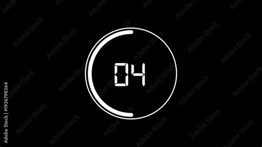 Ten second Countdown timer from 10 to 0 seconds real time. Modern countdown animation on transparent background 10 Seconds Digital Countdown Timer Animation for intros with alpha channel 4k.