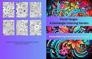 Floral Tangle Coloring Pages | Zentangle Flower Art | Relaxing Printable Book - Etsy