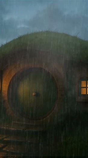Rainy Evening at the Hobbit Hole | Cozy Fantasy Ambience #shorts