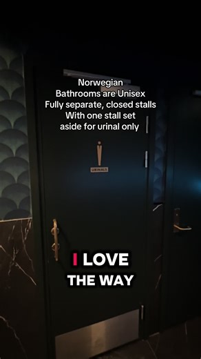 Maga would lose their minds. Every one gets their own private stall with floor to ceiling closed door, privacy. Then it’s a shared central sink and mirrors in the hall. Much more convenient for traveling as a family too. #norway #bathroom #genderneutralbathroom #urinal