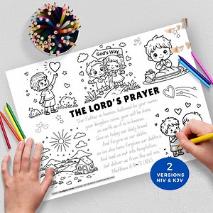 Coloring Page the Lords Prayer for Kids, Printable Christian Activity, Sunday School Worksheet, Homeschool Fun, No Prep Curriculum Resource - Etsy