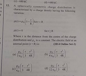 A spherically symmetric  (d)  680kC... | Filo