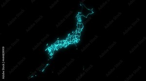 Animated Outline Map of Japan with Provinces