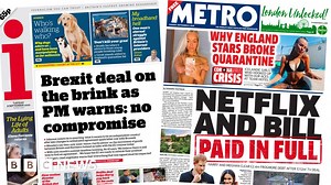 Newspaper headlines: 'Bitter Brexit row' and Harry's 'Netflix and bill'