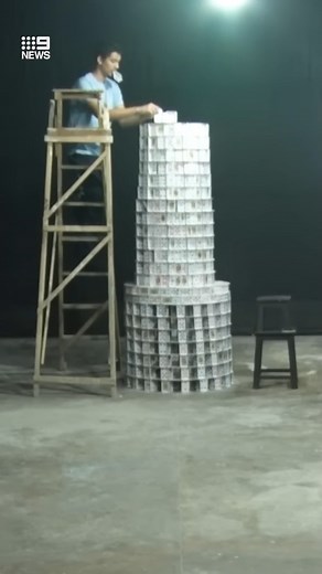 789K views · 4.2K reactions | The world's largest playing card structure has been created by a 15-year-old in India, using around 143,000 playing cards and no tape or glue.  #9News | 9 News Sydney | Facebook