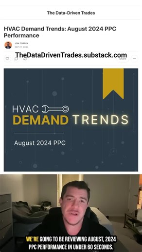 A review of August ‘24 PPC lead to revenue performance for contractors with benchmarks and trends. Read more at thedatadriventrades.substack.com #hvac #trades #digitalmarketing #ppc #homeservices #hvacmarketing
