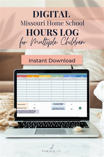 MISSOURI DIGITAL Homeschool Hours Log for Multiple Students, 2025/2026 Hour Log, Homeschool Hour Log, Google Sheets Hours Log, Hour Tracker - Etsy