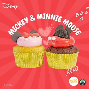 Love is in the air ❤️療 Spread the love and gift your Valentine our super lovable Disney Mickey Mouse and Minnie Mouse cupcakes! Happy Valentine’s Day from our heart to yours!  All our bakes are Halal certified. Order yours today, visit our website to browse all designs. | Butter Studio | Facebook