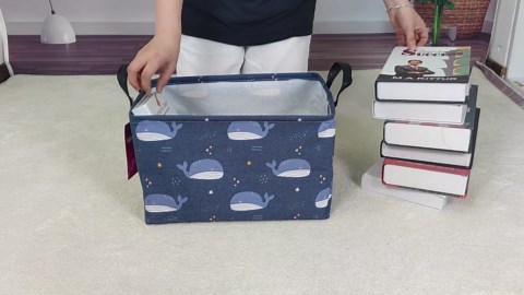 Rectangular Storage Basket Fabric Organizer Bin for Toys,Books,Clothes,Gifts,Pets-Perfect for Home,Office,Nursery,Dorm,Shelf(Rec-Blue Whale )