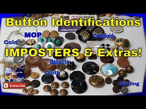 VINTAGE Button Collection Identification Celluloid Glass Ivory Vegetable MOP Shell Bakelite Metals