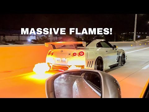 MODIFIED R35 GTR SPITTING MASSIVE FLAMES!