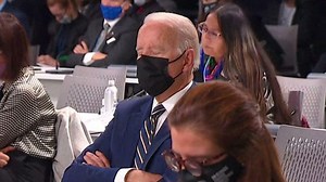 COP26: Joe Biden appears to fall asleep before giving a speech at COP26 - video