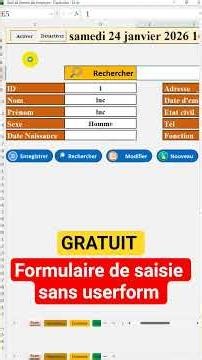 formulaire d'inscription sur excel