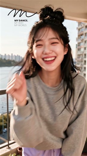 🌤️ JI AH (지아) — The Morning Girl Who Makes You Feel Alive Again 💜✨ | Soft Balcony Dance #shorts