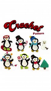 Crochet Penguin Applique Pattern: Christmas Winter Theme (PDF Download) - Etsy