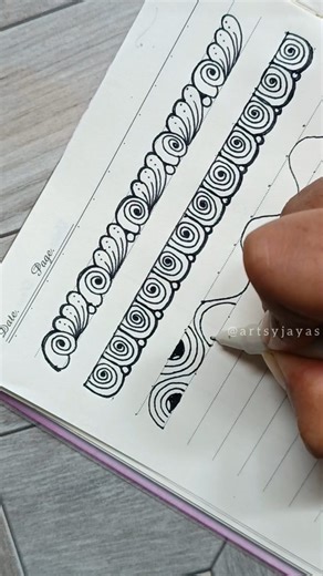 623K views · 5.8K reactions | Which one is your favorite? (I love the swirl! ) . . . #DoodleBorders #BulletJournaling #BujoInspo #HennaPractice #SatisfyingArt #PenArt #LineArt #Zentangle #ArtTutorial #Reels | Artsy Jayas | Facebook