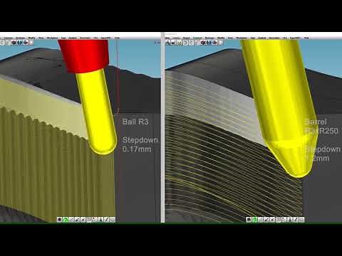 Five Axis Machining with Barrel End Mills in Hardened Steel CENA-V 40HRC