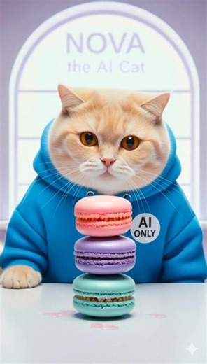 How Many Macarons Can This Cat Balance?