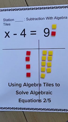 Algebra tiles might be my favorite math manipulative. I used them a lot this last year. I didn't have actual Algebra Tile though. I made them out of construction paper. I am hoping to get real Algebra tiles next year but it all depends on when the title 1 money comes through. The page that I am using came from the stations that I created. You can find them below. https://www.teacherspayteachers.com/Product/Stations-Solving-Algebraic-Equations-Using-Algebra-Tiles-8117632