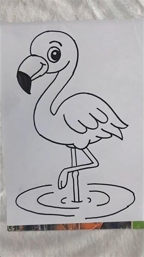 How to Draw a Cute Flamingo Easy 🦩 #shorts #trending #art #drawing #youtubeshorts #viral #ytshorts