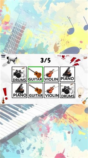 SAY THE WORD ON BEAT 🎸 MUSICAL INSTRUMENTS SHORTS 🎹 | HARD LEVEL 3| PIANO GUITAR DRUMS VIOLIN |