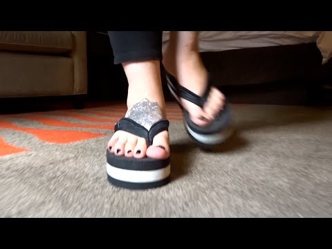 Leah in Platform Flip Flops Walking ASMR