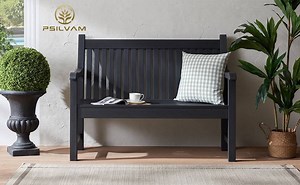 Garden Bench, 2-Person Poly Lumber Patio Bench, All-Weather Outdoor Bench That Never Rot and Fade, Memorial Bench Black