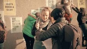 It's Bystander Intervention Week here at UCC, where today students pasted the #ItStopsNow mural, which tackles rape myths and normalized everyday abuse, on the wall of the Boole Library. Video: Stephen Bean. More: https://www.ucc.ie/en/news/ucc-launches-bystander-intervention-programme-.html | University College Cork
