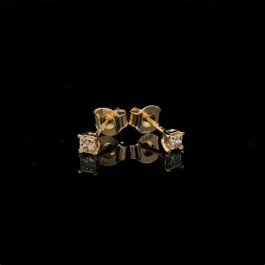 IGI Certified 14K Yellow Gold 1/4 Cttw Princess-Cut Diamond Solitaire Stud Earrings