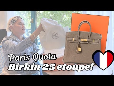 Hermes Birkin 25 eToupe Unboxing in Paris! Palladium Hardware, Beautiful As Always