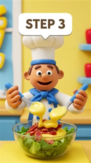 Chef making a salad in claymation. #cooking #children #shorts