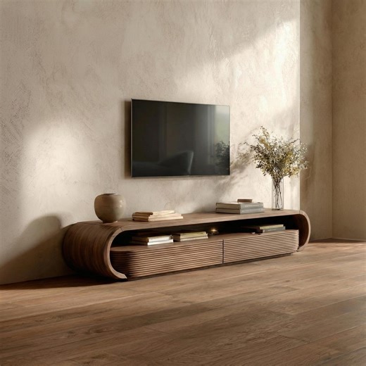 Modern Tv Cabinet Wood TV Stand Media Console Minimalist Furniture Home Decor - Etsy